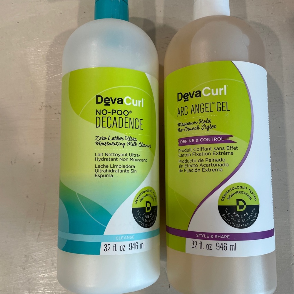 DevaCurl No-Poo Decadence & Arc Angel Gel - Green and Cream